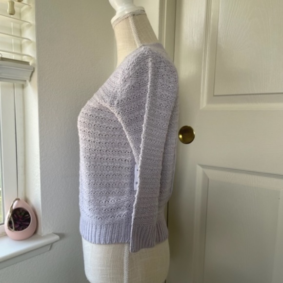 Charlotte Russe | NWT Lilac Glitter Crochet Open Back Sweater Y2K Pastel, Size S - Picture 2 of 8